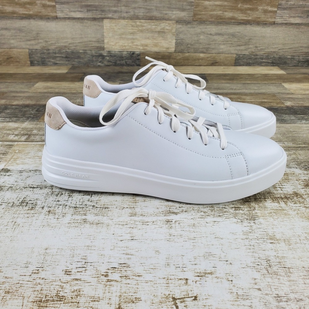 Cole Haan Grand+ Court Mens Shoes Sz 9.5 M White Leather Low Top Lace Up Sneaker
